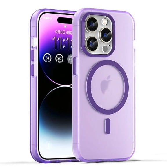 For iPhone 16 Pro MagSafe Frosted Translucent TPU + PC Full Coverage Phone Case,Purple,For iPhone 16 Pro