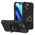 thumbnail image 1 of For iPhone 16 Pro Max 16Pro 16E 16 Plus Phone Case Magnetic bracket Card Holder Rotated Ring Kickstand Heavy Shockproof Wallet Case, 1 of 8