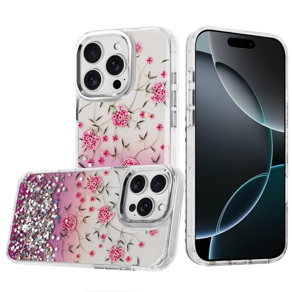 For iPhone 16 Pro Max 6.9 Beautiful Epoxy Designs With Chrome Metallic Edges Hybrid - 8
