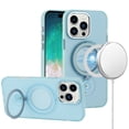 thumbnail image 1 of For iPhone 16 Pro Max 6.9 inch Hoop Kickstand [Magnetic Circle] HD Transparent Chrome Hybrid - Sky Blue, 1 of 3
