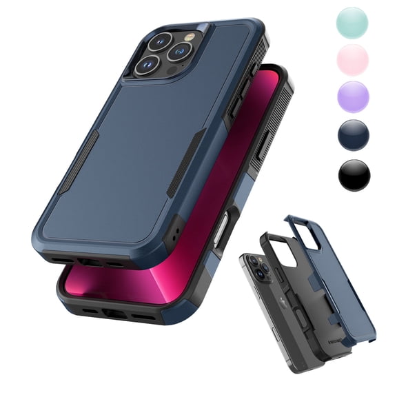 For iPhone 16 Pro Max Case 5G 2024, Sturdy Phone Case for Apple 16 Pro Max 6.9 inch ,Njjex Shockproof Heavy Duty Armor Hard Plastic & Rubber Rugged Bumper 2-in-1 Case Cover -Blue