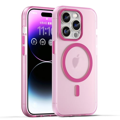For iPhone 16 Pro Max MagSafe Frosted Translucent TPU + PC Full Coverage Phone Case,Pink,For iPhone 16 Pro Max