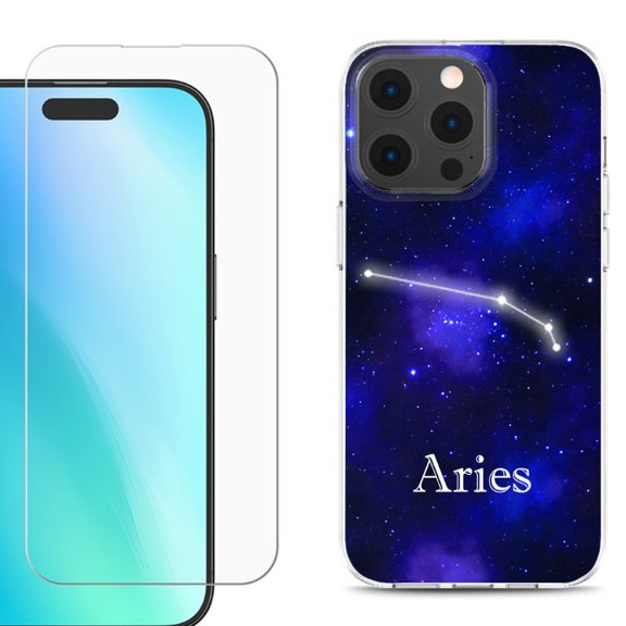 For iPhone 16 Pro Max Phone Case Cover, Shockproof Case with Tempered Glass Screen Protector, by OneToughShield - Aries