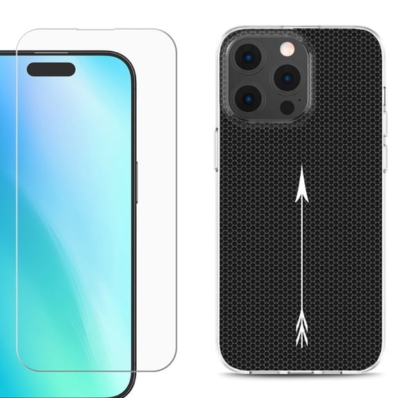 For iPhone 16 Pro Max Phone Case Cover, Shockproof Case with Tempered Glass Screen Protector, by OneToughShield - Arrow