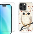 thumbnail image 1 of For iPhone 16 Pro Max Phone Case Cover, Shockproof Case with Tempered Glass Screen Protector, by OneToughShield - Autumn Owl, 1 of 4
