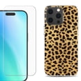 thumbnail image 1 of For iPhone 16 Pro Max Phone Case Cover, Shockproof Case with Tempered Glass Screen Protector, by OneToughShield - Cheetah Gold/Black, 1 of 4