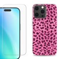 thumbnail image 1 of For iPhone 16 Pro Max Phone Case Cover, Shockproof Case with Tempered Glass Screen Protector, by OneToughShield - Cheetah Pink, 1 of 4