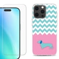 thumbnail image 1 of For iPhone 16 Pro Max Phone Case Cover, Shockproof Case with Tempered Glass Screen Protector, by OneToughShield - Chevron/Dachshund/Puppy, 1 of 4