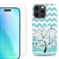 thumbnail image 1 of For iPhone 16 Pro Max Phone Case Cover, Shockproof Case with Tempered Glass Screen Protector, by OneToughShield - Chevron/Tree, 1 of 4