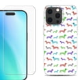 thumbnail image 1 of For iPhone 16 Pro Max Phone Case Cover, Shockproof Case with Tempered Glass Screen Protector, by OneToughShield - Colorful Dachshund/Puppy, 1 of 4