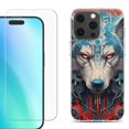 thumbnail image 1 of For iPhone 16 Pro Max Phone Case Cover, Shockproof Case with Tempered Glass Screen Protector, by OneToughShield - Cyberpunk Wolf, 1 of 4