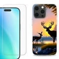 thumbnail image 1 of For iPhone 16 Pro Max Phone Case Cover, Shockproof Case with Tempered Glass Screen Protector, by OneToughShield - Deer Sunset, 1 of 4