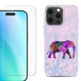 thumbnail image 1 of For iPhone 16 Pro Max Phone Case Cover, Shockproof Case with Tempered Glass Screen Protector, by OneToughShield - Elephant /Polygon, 1 of 4
