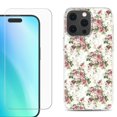 thumbnail image 1 of For iPhone 16 Pro Max Phone Case Cover, Shockproof Case with Tempered Glass Screen Protector, by OneToughShield - Floral/Rose, 1 of 4