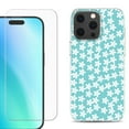 thumbnail image 1 of For iPhone 16 Pro Max Phone Case Cover, Shockproof Case with Tempered Glass Screen Protector, by OneToughShield - Flower/Teal, 1 of 4