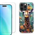 thumbnail image 1 of For iPhone 16 Pro Max Phone Case Cover, Shockproof Case with Tempered Glass Screen Protector, by OneToughShield - Giraffe Flower, 1 of 4