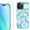 thumbnail image 1 of For iPhone 16 Pro Max Phone Case Cover, Shockproof Case with Tempered Glass Screen Protector, by OneToughShield - Hibiscus Teal, 1 of 4