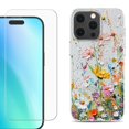 thumbnail image 1 of For iPhone 16 Pro Max Phone Case Cover, Shockproof Case with Tempered Glass Screen Protector, by OneToughShield - Pastel Flowers, 1 of 4