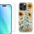 thumbnail image 1 of For iPhone 16 Pro Max Phone Case Cover, Shockproof Case with Tempered Glass Screen Protector, by OneToughShield - Pastel Sunflowers, 1 of 4