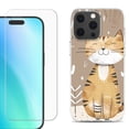 thumbnail image 1 of For iPhone 16 Pro Max Phone Case Cover, Shockproof Case with Tempered Glass Screen Protector, by OneToughShield - Smiling Cat, 1 of 4