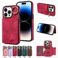 thumbnail image 1 of For iPhone 16 Pro Max phone case, leather phone protective case with circular bracket, credit card slot, 1 of 5