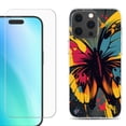 thumbnail image 1 of For iPhone 16 Pro Phone Case Cover, Shockproof Case with Tempered Glass Screen Protector, by OneToughShield - Abstract Butterfly, 1 of 4