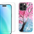 thumbnail image 1 of For iPhone 16 Pro Phone Case Cover, Shockproof Case with Tempered Glass Screen Protector, by OneToughShield - Blossom Paint, 1 of 4
