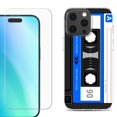 thumbnail image 1 of For iPhone 16 Pro Phone Case Cover, Shockproof Case with Tempered Glass Screen Protector, by OneToughShield - Cassette Blue, 1 of 4