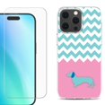 thumbnail image 1 of For iPhone 16 Pro Phone Case Cover, Shockproof Case with Tempered Glass Screen Protector, by OneToughShield - Chevron/Dachshund/Puppy, 1 of 4