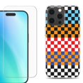 thumbnail image 1 of For iPhone 16 Pro Phone Case Cover, Shockproof Case with Tempered Glass Screen Protector, by OneToughShield - Colorful Checker, 1 of 4