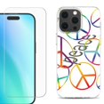 thumbnail image 1 of For iPhone 16 Pro Phone Case Cover, Shockproof Case with Tempered Glass Screen Protector, by OneToughShield - Colorful Peace, 1 of 4