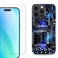 thumbnail image 1 of For iPhone 16 Pro Phone Case Cover, Shockproof Case with Tempered Glass Screen Protector, by OneToughShield - Cosmos Circuit, 1 of 4