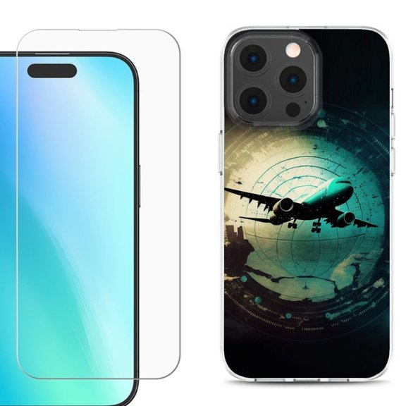 For iPhone 16 Pro Phone Case Cover, Shockproof Case with Tempered Glass Screen Protector, by OneToughShield - Flight Tracker