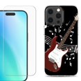 thumbnail image 1 of For iPhone 16 Pro Phone Case Cover, Shockproof Case with Tempered Glass Screen Protector, by OneToughShield - Guitar Red, 1 of 4