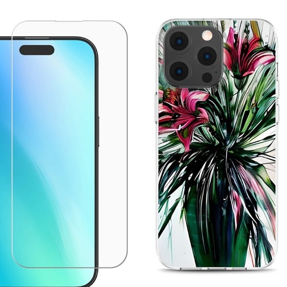 For iPhone 16 Pro Phone Case Cover, Shockproof Case with Tempered Glass Screen Protector, by OneToughShield - Lily