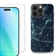 thumbnail image 1 of For iPhone 16 Pro Phone Case Cover, Shockproof Case with Tempered Glass Screen Protector, by OneToughShield - Marble / Blue, 1 of 4
