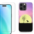 thumbnail image 1 of For iPhone 16 Pro Phone Case Cover, Shockproof Case with Tempered Glass Screen Protector, by OneToughShield - Moonlight Flamingo, 1 of 4