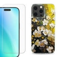 thumbnail image 1 of For iPhone 16 Pro Phone Case Cover, Shockproof Case with Tempered Glass Screen Protector, by OneToughShield - Plum Flower, 1 of 4