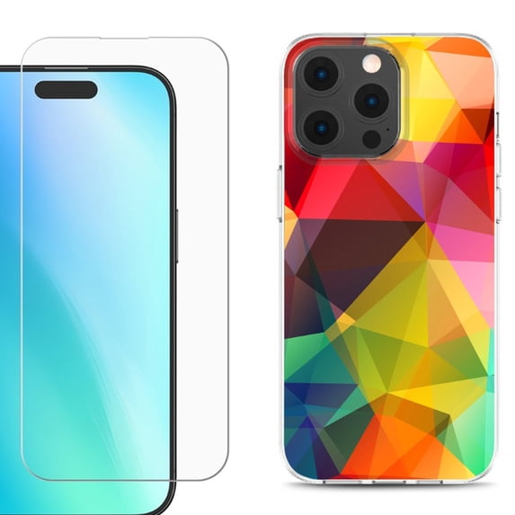 For iPhone 16 Pro Phone Case Cover, Shockproof Case with Tempered Glass Screen Protector, by OneToughShield - Polygon