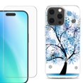 thumbnail image 1 of For iPhone 16 Pro Phone Case Cover, Shockproof Case with Tempered Glass Screen Protector, by OneToughShield - Snowflakes Tree, 1 of 4