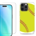 thumbnail image 1 of For iPhone 16 Pro Phone Case Cover, Shockproof Case with Tempered Glass Screen Protector, by OneToughShield - Softball Green, 1 of 4
