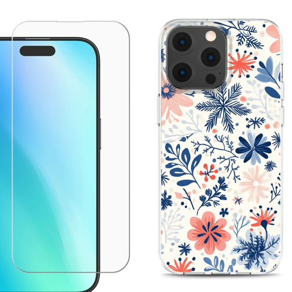 For iPhone 16 Pro Phone Case Cover, Shockproof Case with Tempered Glass Screen Protector, by OneToughShield - Winter Season