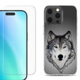 thumbnail image 1 of For iPhone 16 Pro Phone Case Cover, Shockproof Case with Tempered Glass Screen Protector, by OneToughShield - Wolf Face, 1 of 4