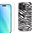 thumbnail image 1 of For iPhone 16 Pro Phone Case Cover, Shockproof Case with Tempered Glass Screen Protector, by OneToughShield - Zebra B/W, 1 of 4