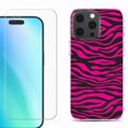 thumbnail image 1 of For iPhone 16 Pro Phone Case Cover, Shockproof Case with Tempered Glass Screen Protector, by OneToughShield - Zebra Pink, 1 of 4