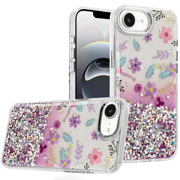 For iPhone 16E (E edition) / SE4 (2025) Beautiful Epoxy Designs With Chrome Metallic Edges Hybrid - 6