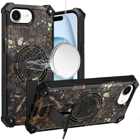 For iPhone 17E / 16E / SE4 CD Texture Design Magnetic Car Mount Friendly HQ Hybrid - C