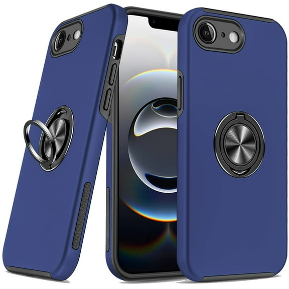 Magnetic Ring Stand Case for iPhone 16E / SE4 - Dark Blue