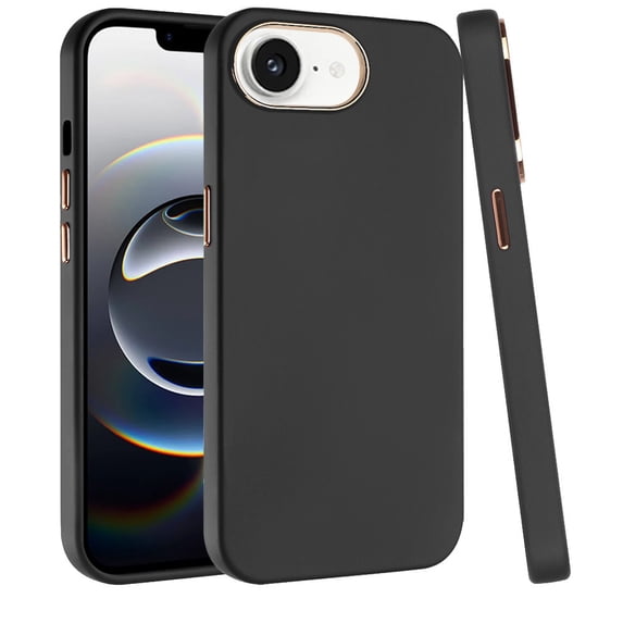 For iPhone 17E / 16E / SE4 Classy Slick Chromed Around Hybrid Case Cover - Black