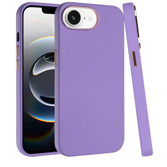 For iPhone 16E (E edition) / SE4 (2025) Classy Slick Chromed Around Hybrid Case Cover - Dark Purple